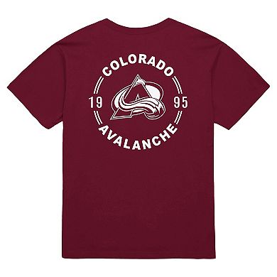 Men's Mitchell & Ness Burgundy Colorado Avalanche Core Penalty Box 3.0 T-Shirt