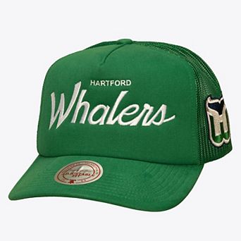 Men's Mitchell & Ness Green Hartford Whalers Head Coach Trucker Adjustable Hat