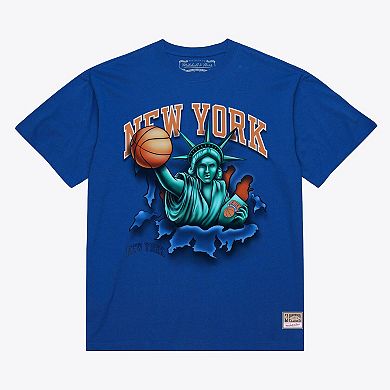 Men's Mitchell & Ness Blue New York Knicks Breakthrough T-Shirt