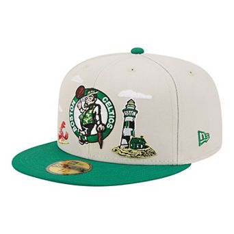 Men's New Era Tan/Kelly Green Boston Celtics Localized City Icon 59FIFTY Fitted Hat