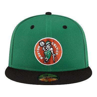 Men's New Era Kelly Green/Black Boston Celtics 80s Throwback 59FIFTY Fitted Hat