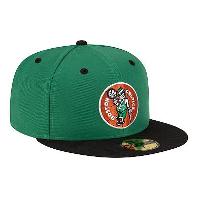 Men's New Era Kelly Green/Black Boston Celtics 80s Throwback 59FIFTY Fitted Hat