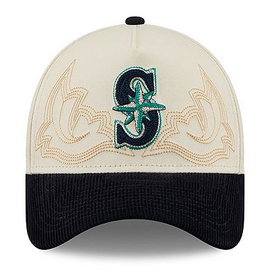 Men's New Era Stone Seattle Mariners Western Stitch 9FORTY A-Frame Adjustable Hat