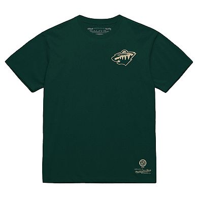 Men's Mitchell & Ness Green Minnesota Wild Core Penalty Box 3.0 T-Shirt