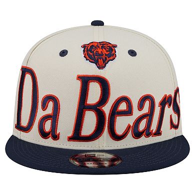 Men's New Era Cream Chicago Bears Oversized Slogan 9FIFTY Snapback Hat