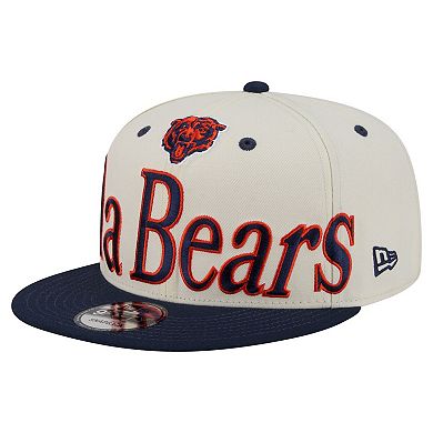 Men's New Era Cream Chicago Bears Oversized Slogan 9FIFTY Snapback Hat