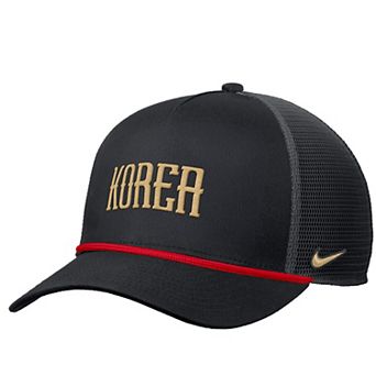 Men's Nike Black South Korea National Team Rise Rope Trucker A-Frame Adjustable Hat