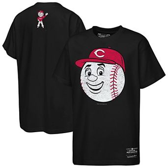 Youth Mitchell & Ness Black Cincinnati Reds Big Face Mascot T-Shirt