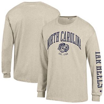 Men's Champion Oatmeal North Carolina Tar Heels Neutral Arch Long-Sleeve T-Shirt