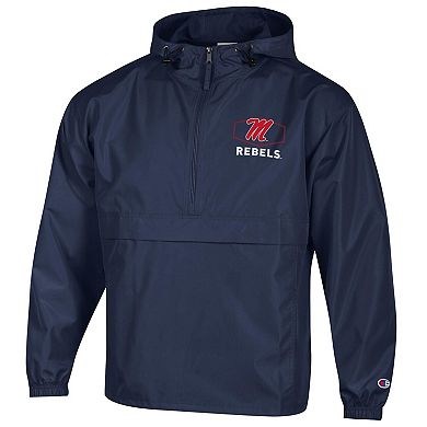 Men's Champion Navy Ole Miss Rebels Delay Packable Half-Zip Jacket