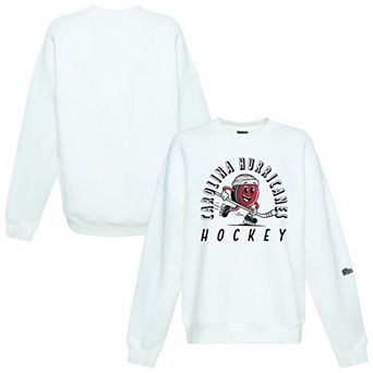 Women's Hype and Vice White Carolina Hurricanes Action Mascot Oversized Sweatshirt