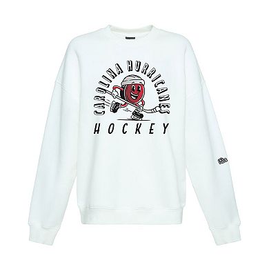 Women's Hype and Vice White Carolina Hurricanes Action Mascot Oversized Sweatshirt