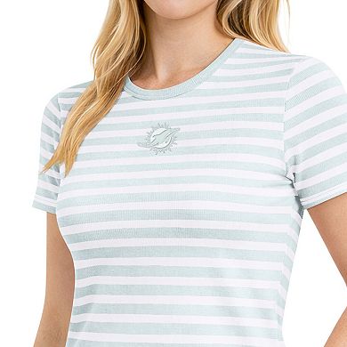 Women's Starter Mint Miami Dolphins Striped T-Shirt