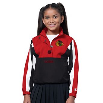 Girls Starter Black/Red Chicago Blackhawks Key Player Half Zip Jacket