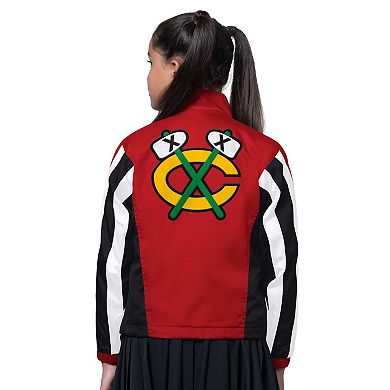 Girls Starter Black/Red Chicago Blackhawks Key Player Half Zip Jacket