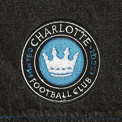 Men's The Wild Collective Black Charlotte FC Denim Full-Button Bomber Jacket
