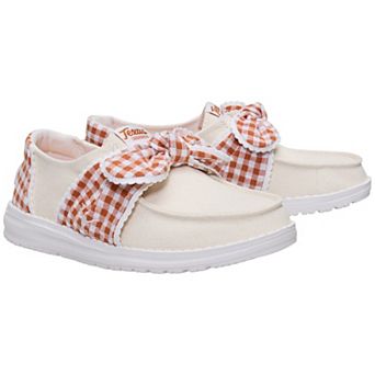 Women's Hey Dude White/Texas Orange Texas Longhorns Wendy Bow Casual Slip-On Shoes