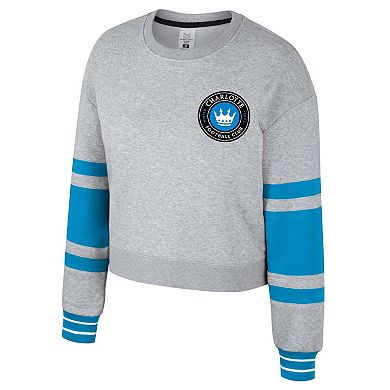Women's Stadium Essentials Heather Gray Charlotte FC Scrimmage Cropped Pullover Sweatshirt