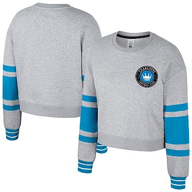 Women's Stadium Essentials Heather Gray Charlotte FC Scrimmage Cropped Pullover Sweatshirt