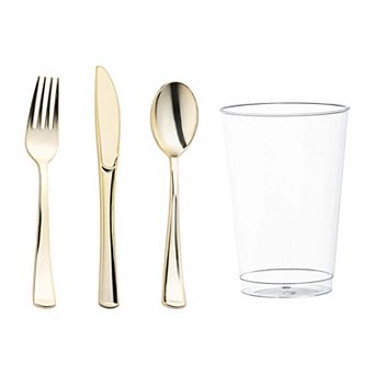 Signature Metallic Disposable Cutlery & Tumbler Suite Set for 90 Guests