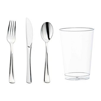 Signature Metallic Disposable Cutlery & Tumbler Suite Set for 90 Guests