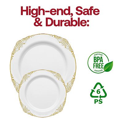 Fancy Round Disposable Plastic Plate Set - 120 Sets