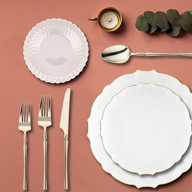 Fancy Round Disposable Plastic Tableware Set - For 120 Guests