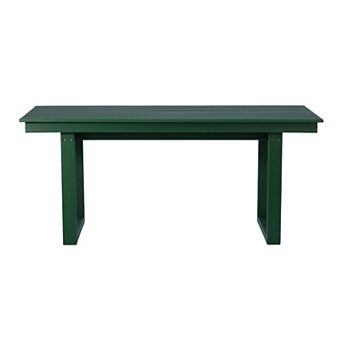 68" Outdoor HDPE Modern Rectangular Patio Dining Table With Umbrella Hole