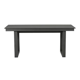 68" Outdoor HDPE Modern Rectangular Patio Dining Table With Umbrella Hole