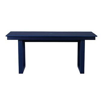 68" Outdoor HDPE Modern Rectangular Patio Dining Table With Umbrella Hole