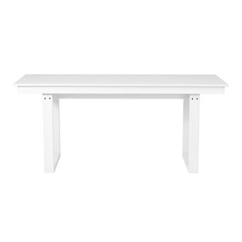 68" Outdoor HDPE Modern Rectangular Patio Dining Table With Umbrella Hole
