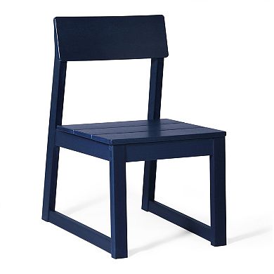 Modern HDPE Outdoor Armless Patio Dining Chairs (Set of 2)