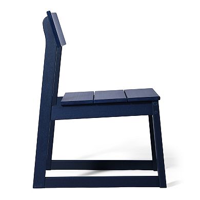 Modern HDPE Outdoor Armless Patio Dining Chairs (Set of 2)