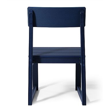 Modern HDPE Outdoor Armless Patio Dining Chairs (Set of 2)