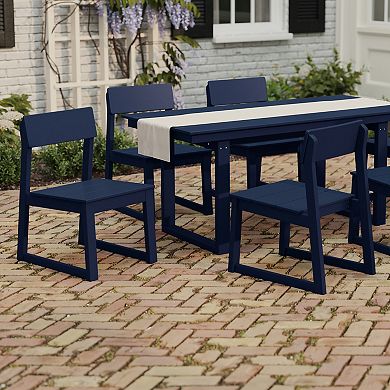 Modern HDPE Outdoor Armless Patio Dining Chairs (Set of 2)