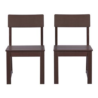 Modern HDPE Outdoor Armless Patio Dining Chairs (Set of 2)