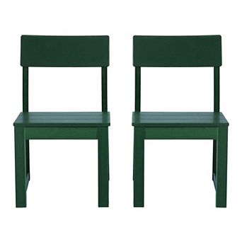Modern HDPE Outdoor Armless Patio Dining Chairs (Set of 2)
