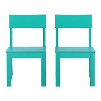 Modern HDPE Outdoor Armless Patio Dining Chairs (Set of 2)