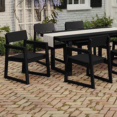 Modern HDPE Outdoor Patio Dining Arm Chairs (Set of 2)