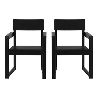 Modern HDPE Outdoor Patio Dining Arm Chairs (Set of 2)