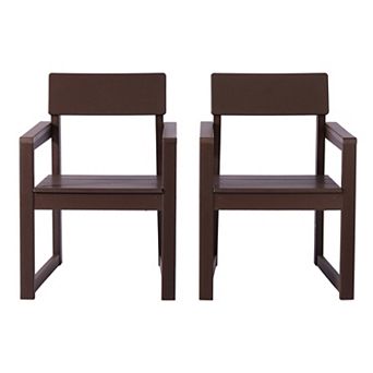 Modern HDPE Outdoor Patio Dining Arm Chairs (Set of 2)
