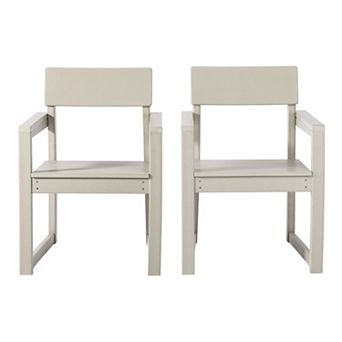 Modern HDPE Outdoor Patio Dining Arm Chairs (Set of 2)