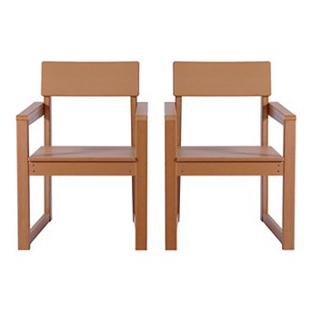 Modern HDPE Outdoor Patio Dining Arm Chairs (Set of 2)