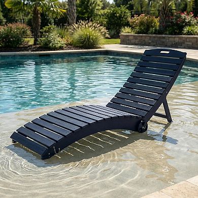 Outdoor HDPE In-Pool Patio Chaise Lounge Chair With Wheels