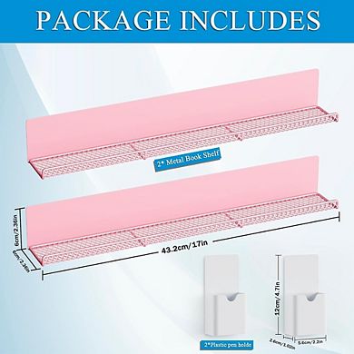 2-Pack Magnetic Spice Rack Shelves with Pen Containers, Floating Organizer