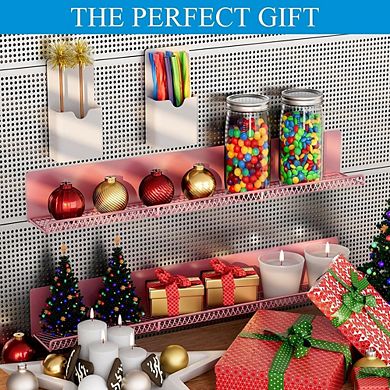 2-Pack Magnetic Spice Rack Shelves with Pen Containers, Floating Organizer