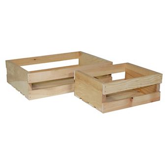 2 pc Unfinished Pine Pallet Style Half Crate Set, Fully Assembled