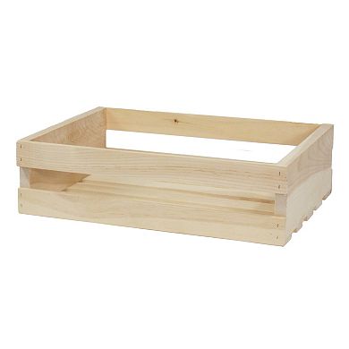 2 Piece Unfinished Pine Pallet Style Half Crate Set, Fully Assembled