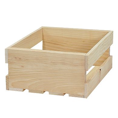 2 Piece Unfinished Pine Pallet Style Half Crate Set, Fully Assembled