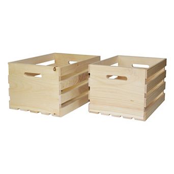 2 pc Unfinished Pine Pallet Style Crate Set, Fully Assembled